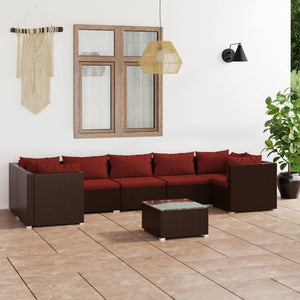 vidaXL 8-Piece Garden Lounge Set with Cushions Poly Rattan Brown