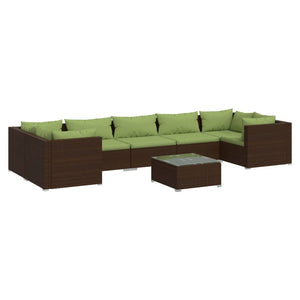 vidaXL 8-Piece Garden Lounge Set with Cushions Poly Rattan Brown