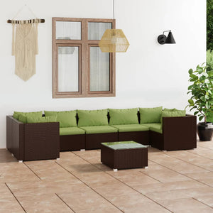vidaXL 8-Piece Garden Lounge Set with Cushions Poly Rattan Brown
