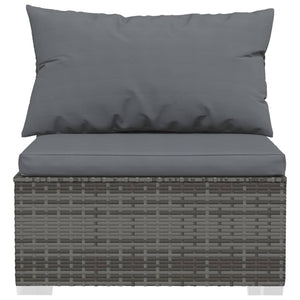 vidaXL 10-piece Garden Lounge Set with Cushions Poly Rattan Grey