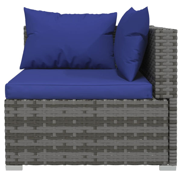 vidaXL 10-piece Garden Lounge Set with Cushions Poly Rattan Grey