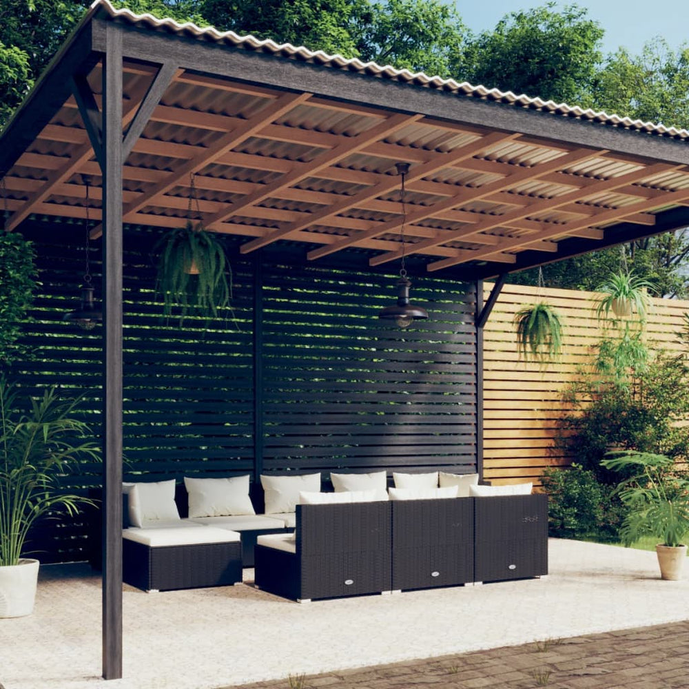 vidaXL 10-Piece Garden Lounge Set with Cushions Black Poly Rattan