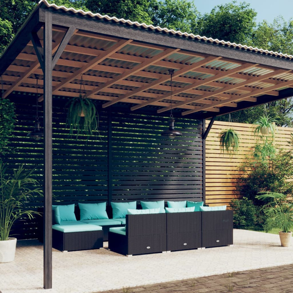 vidaXL 10-Piece Garden Lounge Set with Cushions Black Poly Rattan