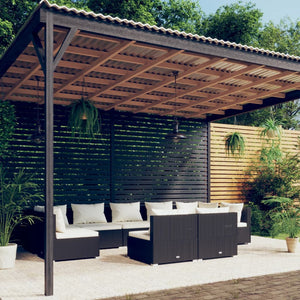 vidaXL 9-piece Garden Lounge Set with Cushions Black Poly Rattan