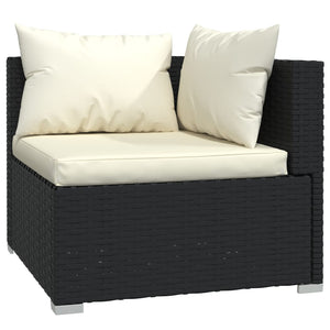 vidaXL 10-Piece Garden Lounge Set with Cushions Black Poly Rattan