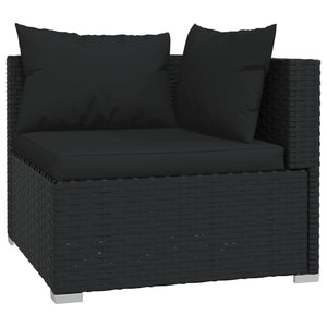 vidaXL 10-Piece Garden Lounge Set with Cushions Black Poly Rattan