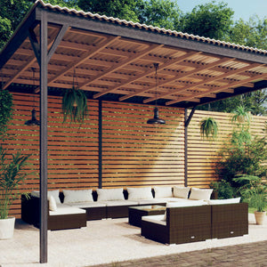 vidaXL 10-pc. Garden Lounge Set with Cushions Brown Poly Rattan