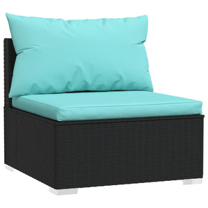 vidaXL 10-Piece Garden Lounge Set with Cushions Black Poly Rattan