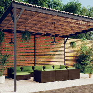 vidaXL 10-pc. Garden Lounge Set with Cushions Brown Poly Rattan