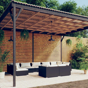 vidaXL 9-piece Garden Lounge Set with Cushions Black Poly Rattan