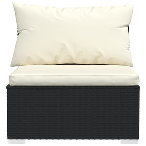 vidaXL 10-Piece Garden Lounge Set with Cushions Black Poly Rattan