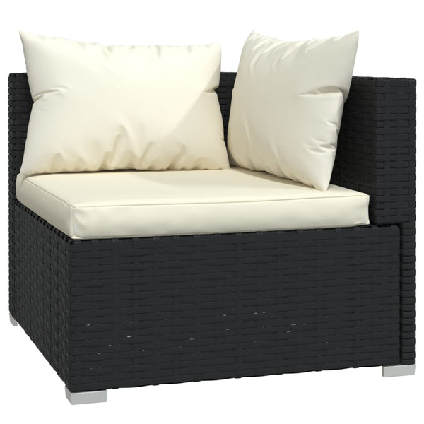 vidaXL 10-Piece Garden Lounge Set with Cushions Black Poly Rattan