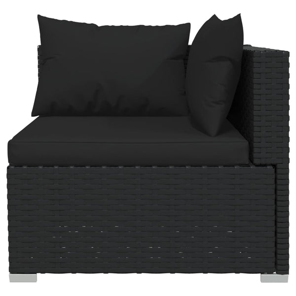 vidaXL 10-Piece Garden Lounge Set with Cushions Black Poly Rattan