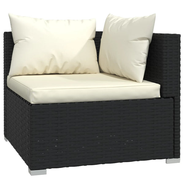 vidaXL 11-Piece Garden Lounge Set with Cushions Black Poly Rattan