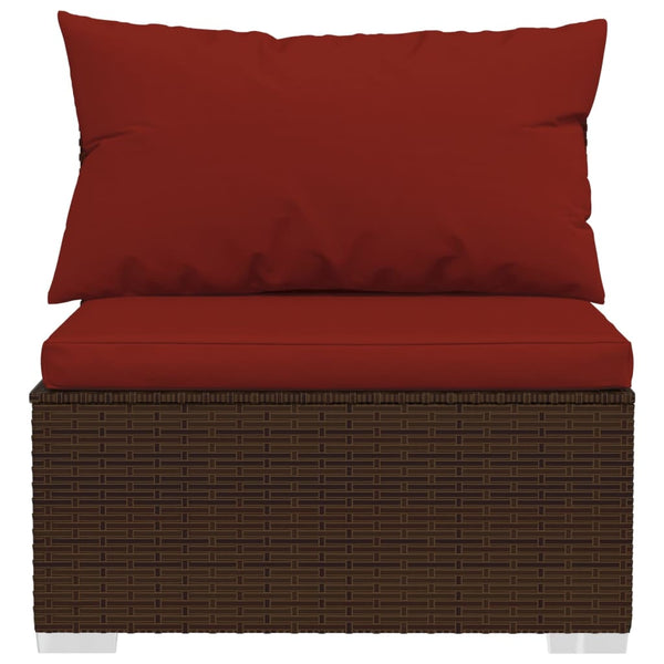 vidaXL 13-Piece Garden Lounge Set with Cushions Brown Poly Rattan