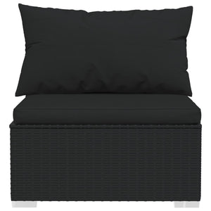 vidaXL 11-Piece Garden Lounge Set with Cushions Black Poly Rattan
