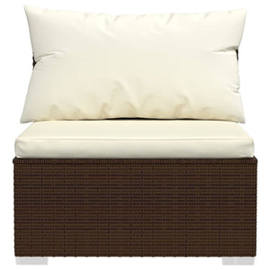 vidaXL 14-Piece Garden Lounge Set with Cushions Brown Poly Rattan