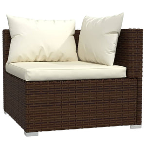 vidaXL 4-Piece Poly Rattan Garden Lounge Set with Cushions Brown