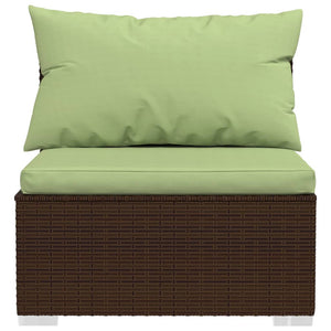 vidaXL 4-Piece Garden Lounge Set with Cushions Poly Rattan Brown