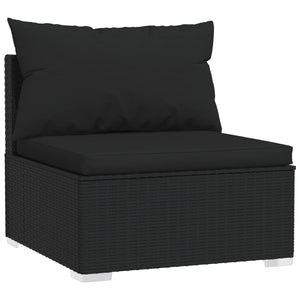 vidaXL 7-Piece Garden Lounge Set with Cushions Poly Rattan Black