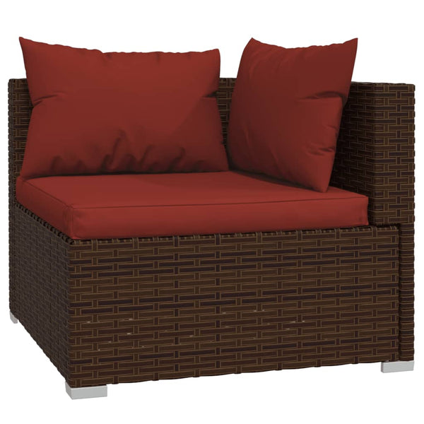 vidaXL 7-Piece Garden Lounge Set with Cushions Poly Rattan Brown