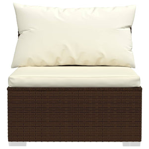 vidaXL 8-Piece Garden Lounge Set with Cushions Poly Rattan Brown