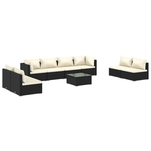 vidaXL 9-piece Garden Lounge Set with Cushions Poly Rattan Black