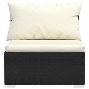 vidaXL 9-piece Garden Lounge Set with Cushions Poly Rattan Black