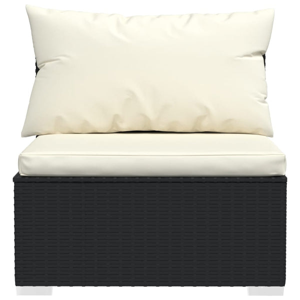 vidaXL 9-piece Garden Lounge Set with Cushions Poly Rattan Black