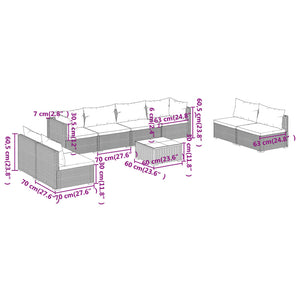 vidaXL 9-piece Garden Lounge Set with Cushions Poly Rattan Black