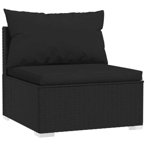 vidaXL 9-piece Garden Lounge Set with Cushions Poly Rattan Black