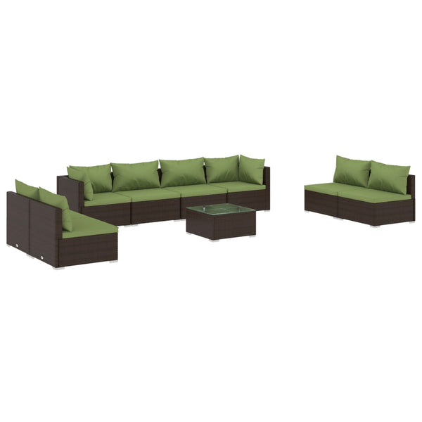 vidaXL 9-piece Garden Lounge Set with Cushions Poly Rattan Brown