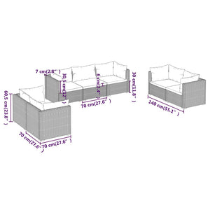 vidaXL 7-Piece Garden Lounge Set with Cushions Poly Rattan Brown