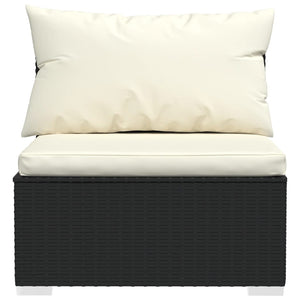 vidaXL 8-piece Garden Lounge Set with Cushions Poly Rattan Black