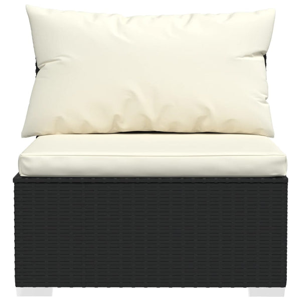 vidaXL 8-piece Garden Lounge Set with Cushions Poly Rattan Black