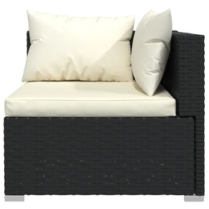 vidaXL 8-piece Garden Lounge Set with Cushions Poly Rattan Black