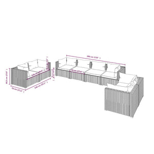 vidaXL 8-piece Garden Lounge Set with Cushions Poly Rattan Black