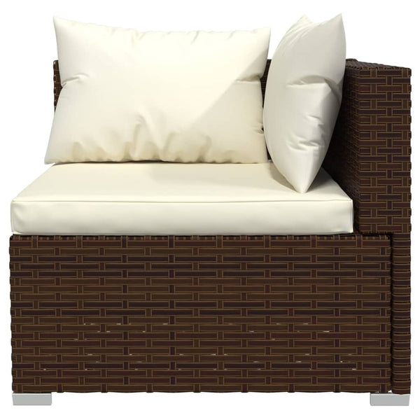 vidaXL 8-Piece Garden Lounge Set with Cushions Poly Rattan Brown