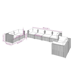 vidaXL 8-Piece Garden Lounge Set with Cushions Poly Rattan Brown