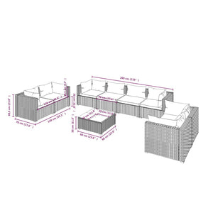 vidaXL 9-piece Garden Lounge Set with Cushions Poly Rattan Brown