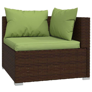 vidaXL 7-Piece Garden Lounge Set with Cushions Poly Rattan Brown