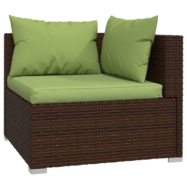 vidaXL 7-Piece Garden Lounge Set with Cushions Poly Rattan Brown