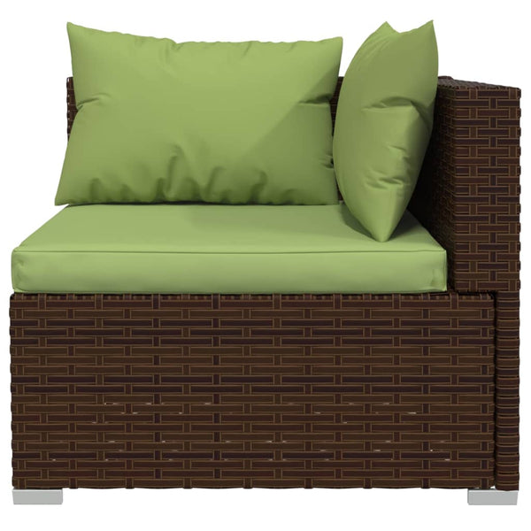 vidaXL 7-Piece Garden Lounge Set with Cushions Poly Rattan Brown