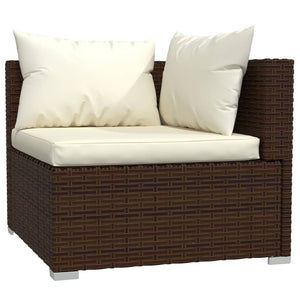 vidaXL 5-piece Garden Lounge Set with Cushions Poly Rattan Brown