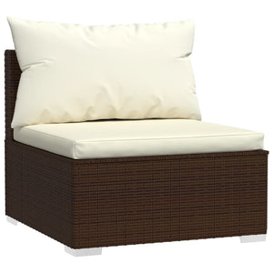 vidaXL 5-piece Garden Lounge Set with Cushions Poly Rattan Brown