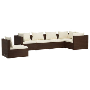 vidaXL 6-piece Garden Lounge Set with Cushions Poly Rattan Brown