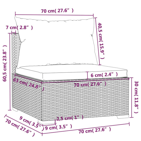 vidaXL 7-Piece Garden Lounge Set with Cushions Poly Rattan Brown