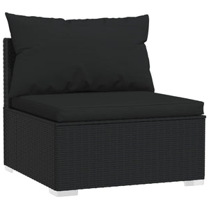 vidaXL 7-Piece Garden Lounge Set with Cushions Poly Rattan Black