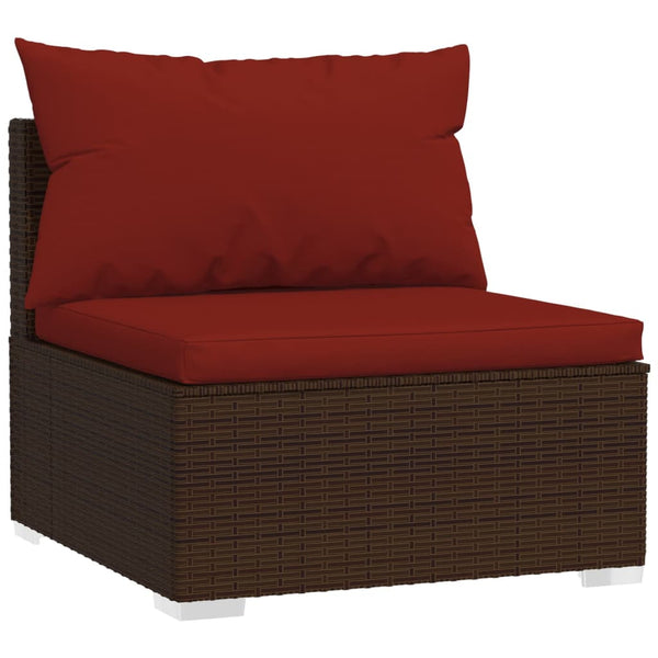 vidaXL 8-piece Garden Lounge Set with Cushions Brown Poly Rattan