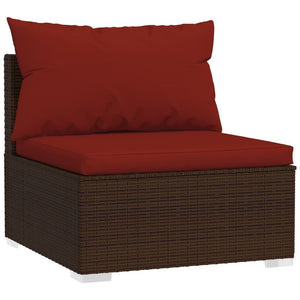 vidaXL 8-piece Garden Lounge Set with Cushions Brown Poly Rattan